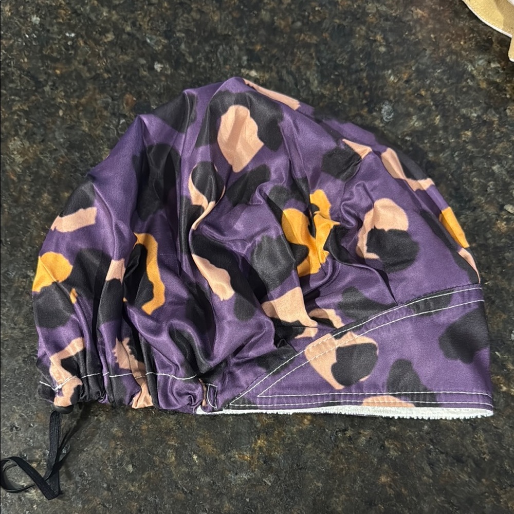 Purple Leopard Print Satin scrub cap